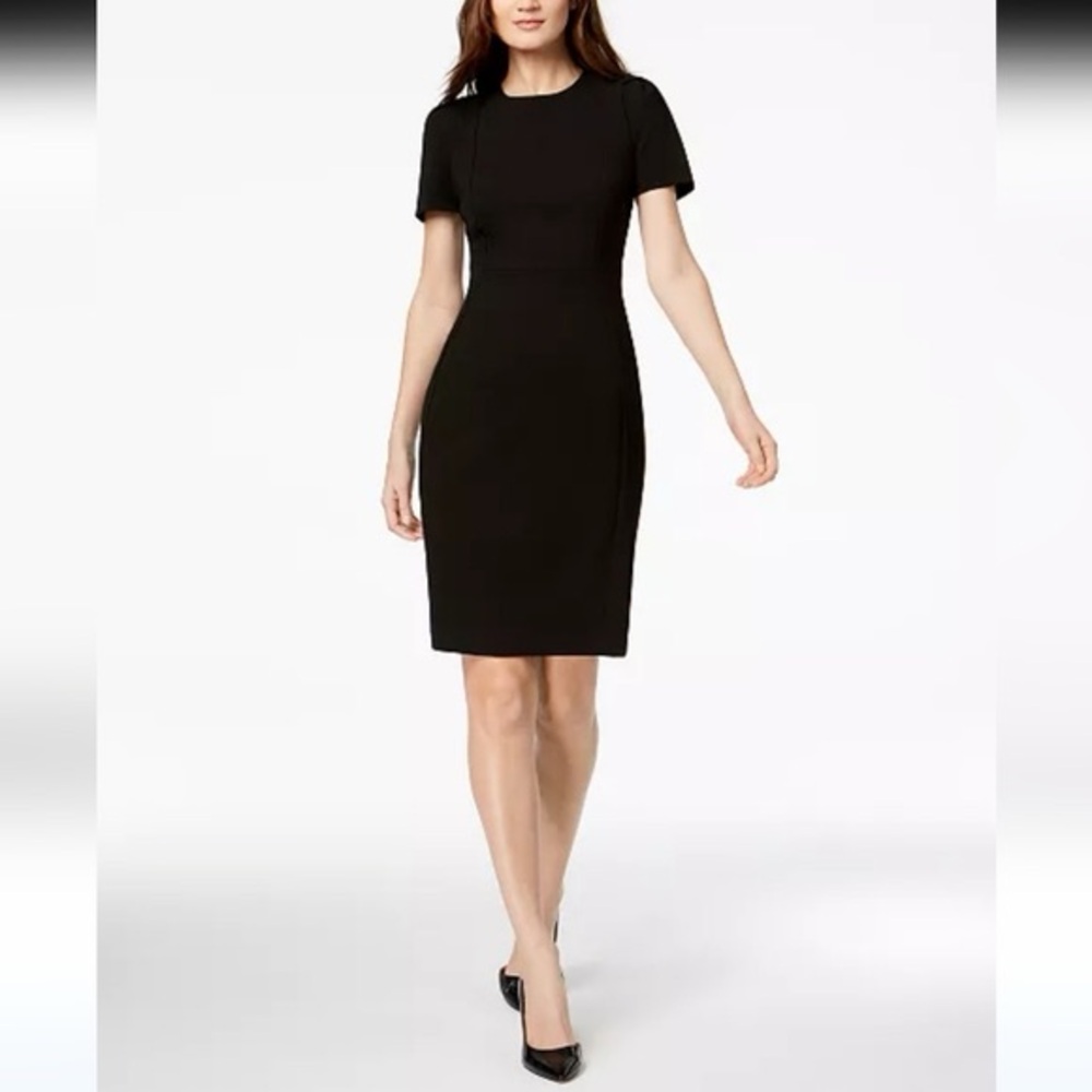 CALVIN KLEIN WOMEN'S COMPACT STRETCH CREPE SHIFT DRESS
size: 2 / XS